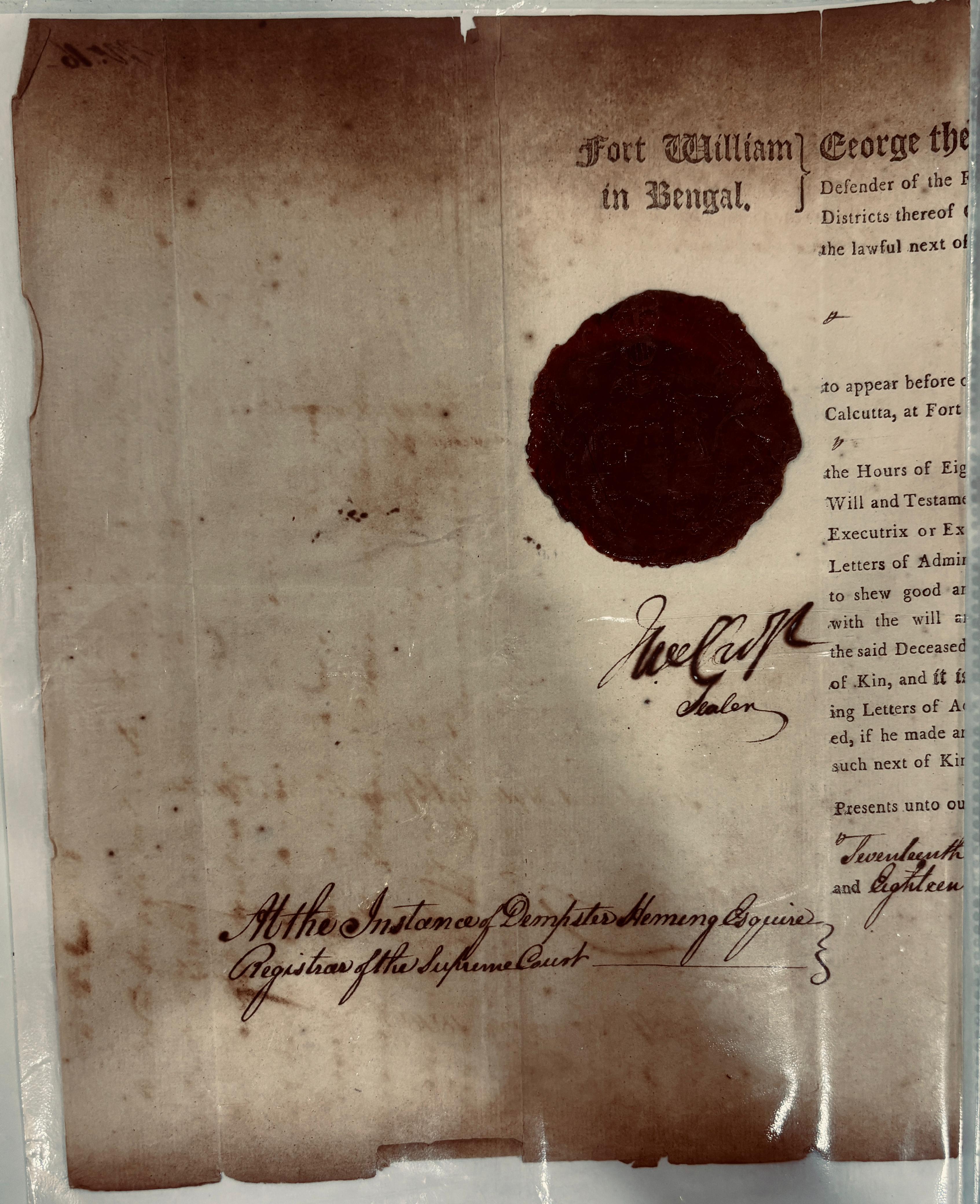 Fort William, Bengal Document